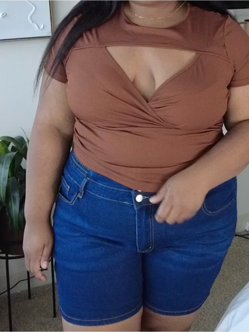 Women's Brown cutout top
